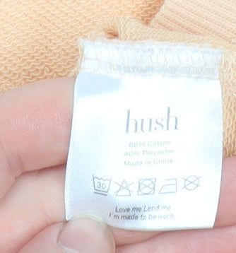 Hush Women Beige Cotton Blend Relaxed Fit Pullover Sweatshirt M