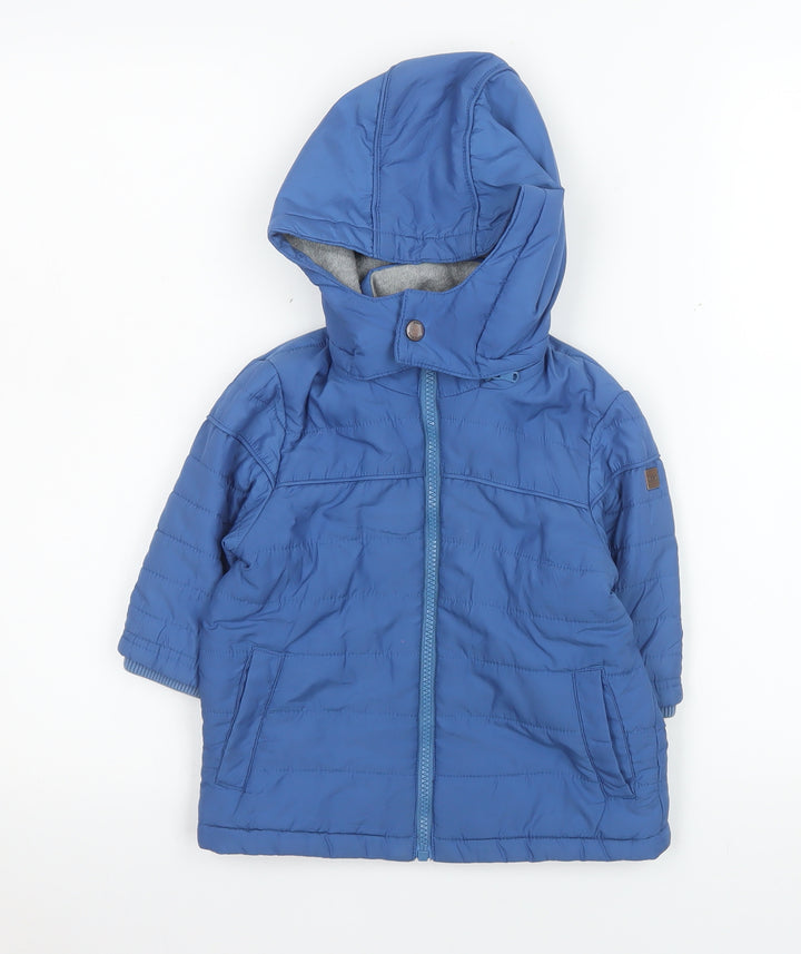 Hugo Boss Blue Unisex Baby 18 Months Puffer Jacket Hooded Winter Coat