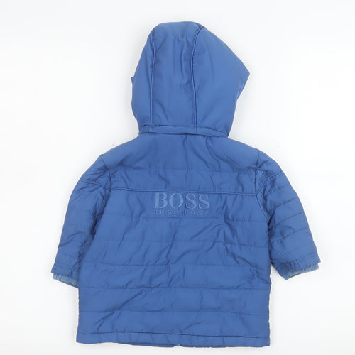 Hugo Boss Blue Unisex Baby 18 Months Puffer Jacket Hooded Winter Coat