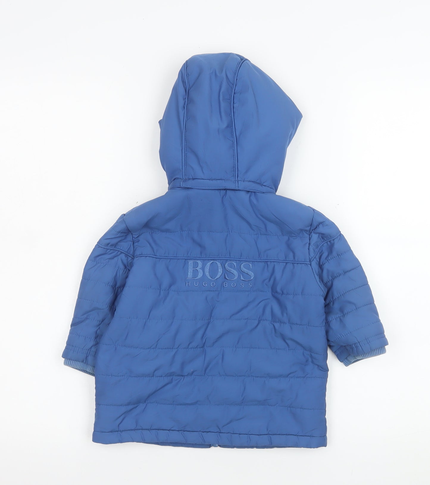 Hugo Boss Blue Unisex Baby 18 Months Puffer Jacket Hooded Winter Coat