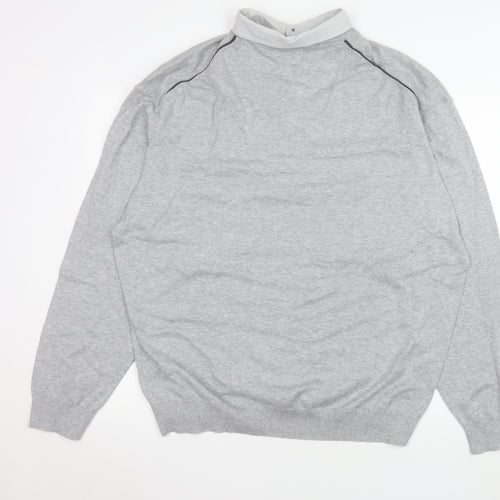 Next Men’s Grey 3XL V-Neck Cotton Knit Pullover Sweatshirt