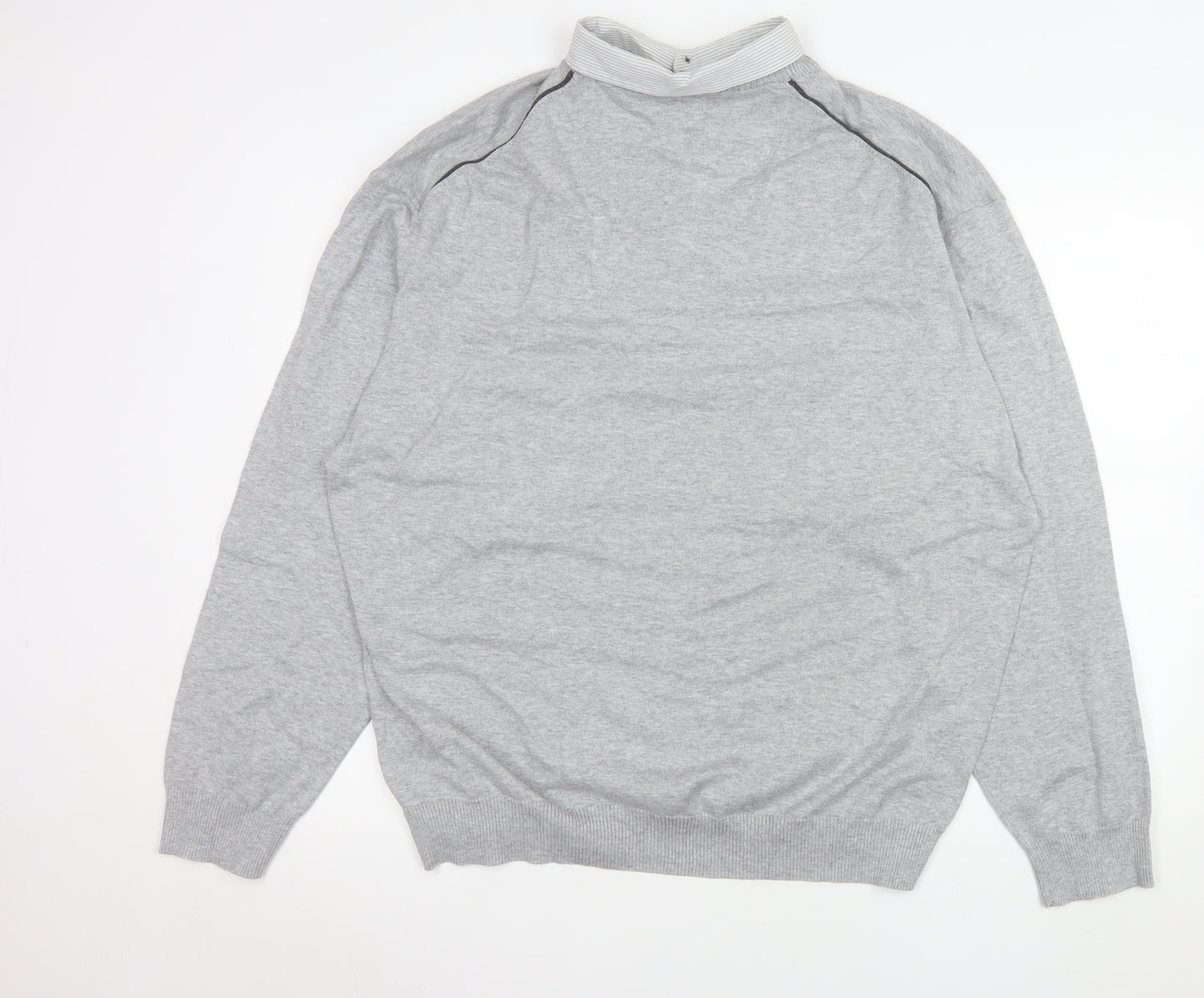Next Men’s Grey 3XL V-Neck Cotton Knit Pullover Sweatshirt