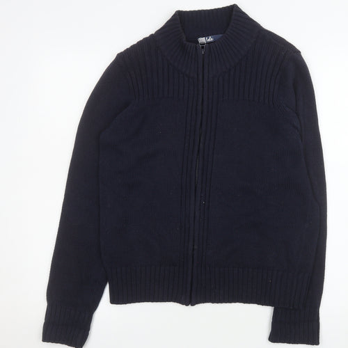 Isle Women's Blue Cotton Zip Up Knit Jacket Size S 10-12