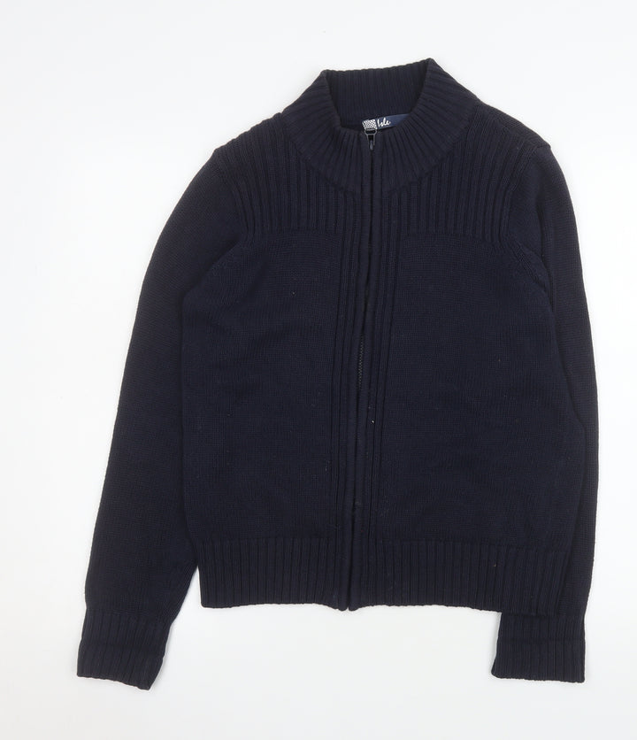 Isle Women's Blue Cotton Zip Up Knit Jacket Size S 10-12