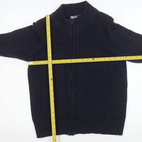 Isle Women's Blue Cotton Zip Up Knit Jacket Size S 10-12