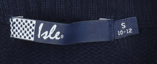 Isle Women's Blue Cotton Zip Up Knit Jacket Size S 10-12