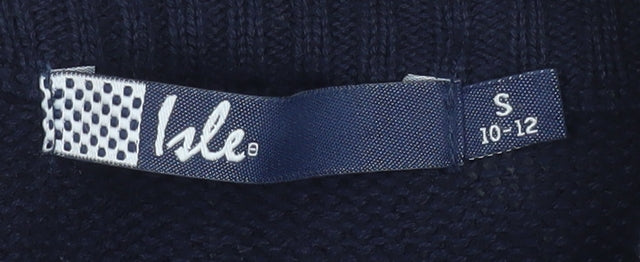 Isle Women's Blue Cotton Zip Up Knit Jacket Size S 10-12