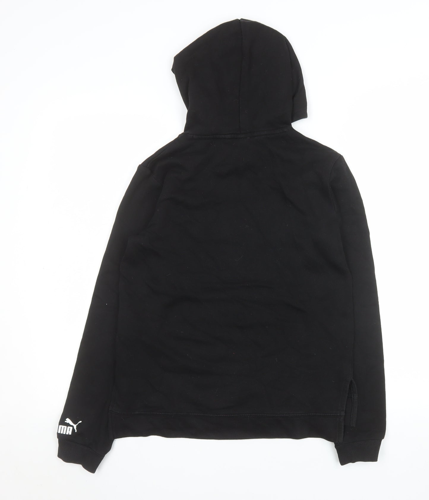 Puma Girls Black Hooded Pullover Sweatshirt 13-14 Years 164 Cotton Blend