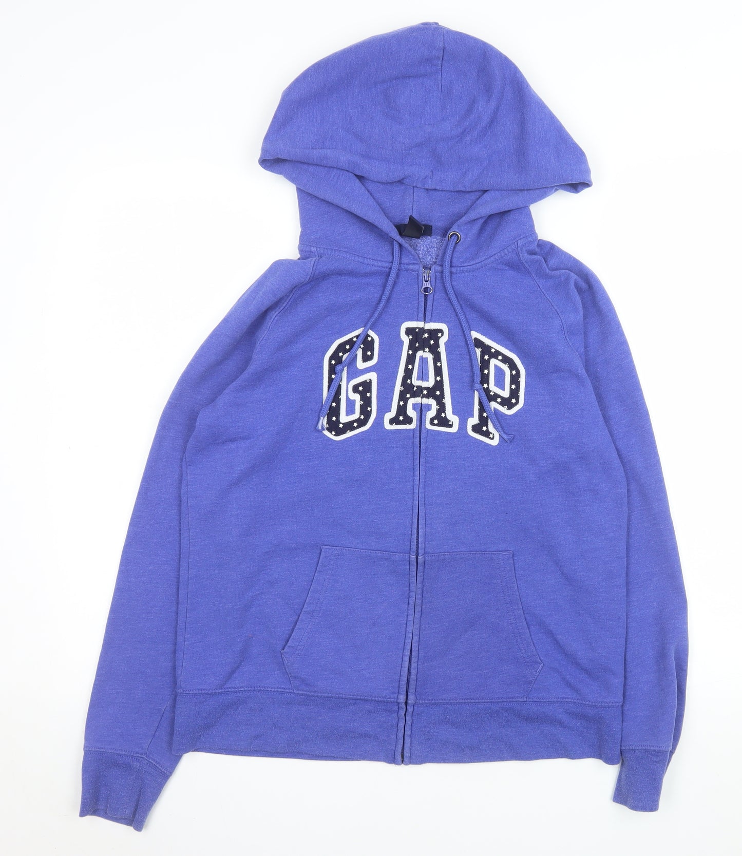 GAP Women Blue Logo Hooded Full Zip Basic Jacket Size L