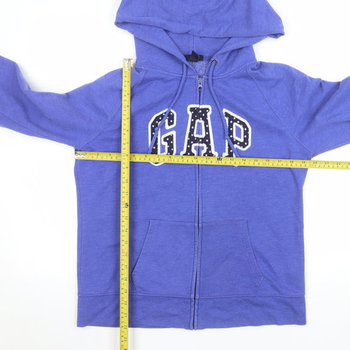 GAP Women Blue Logo Hooded Full Zip Basic Jacket Size L