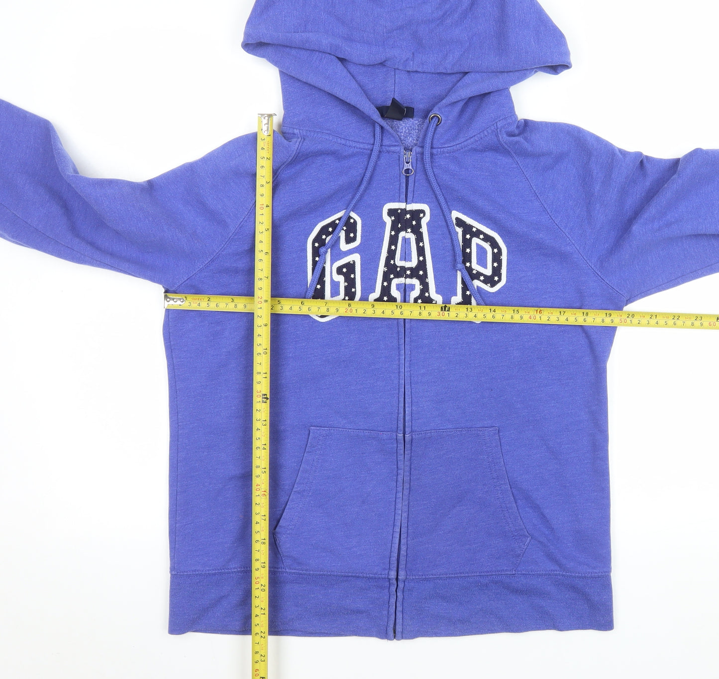 GAP Women Blue Logo Hooded Full Zip Basic Jacket Size L