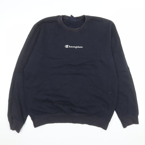 Champion Men's Black Pullover Sweatshirt Medium Crew Neck Fleece