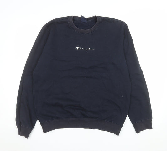 Champion Men's Black Pullover Sweatshirt Medium Crew Neck Fleece