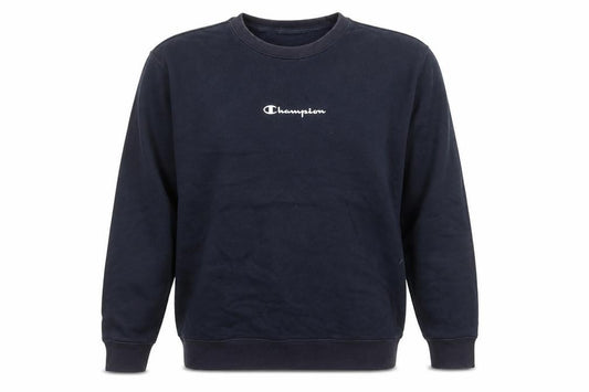 Front view of Champion Men's Black Pullover Sweatshirt Medium Crew Neck Fleece