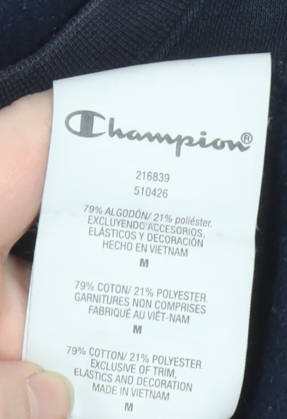 Champion Men's Black Pullover Sweatshirt Medium Crew Neck Fleece