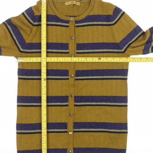 Next Women Brown Striped Button Knit Cardigan Size 14