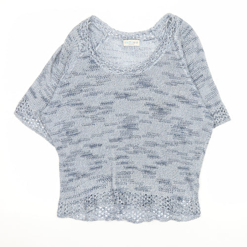 Marks and Spencer Women Blue Size 12 Knit Short Sleeve Pullover Jumper