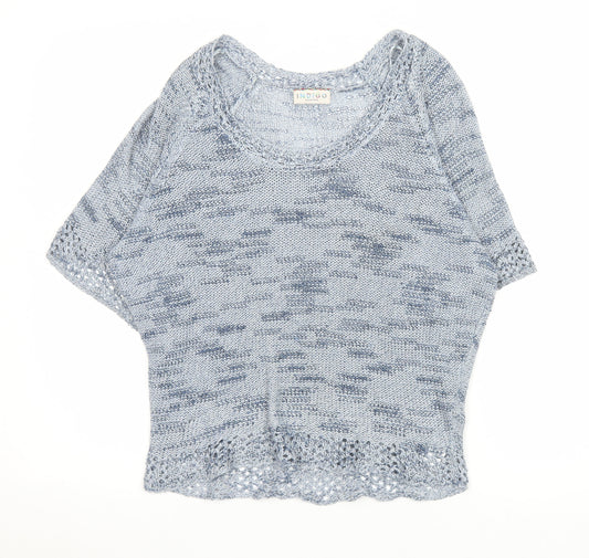 Marks and Spencer Women Blue Size 12 Knit Short Sleeve Pullover Jumper