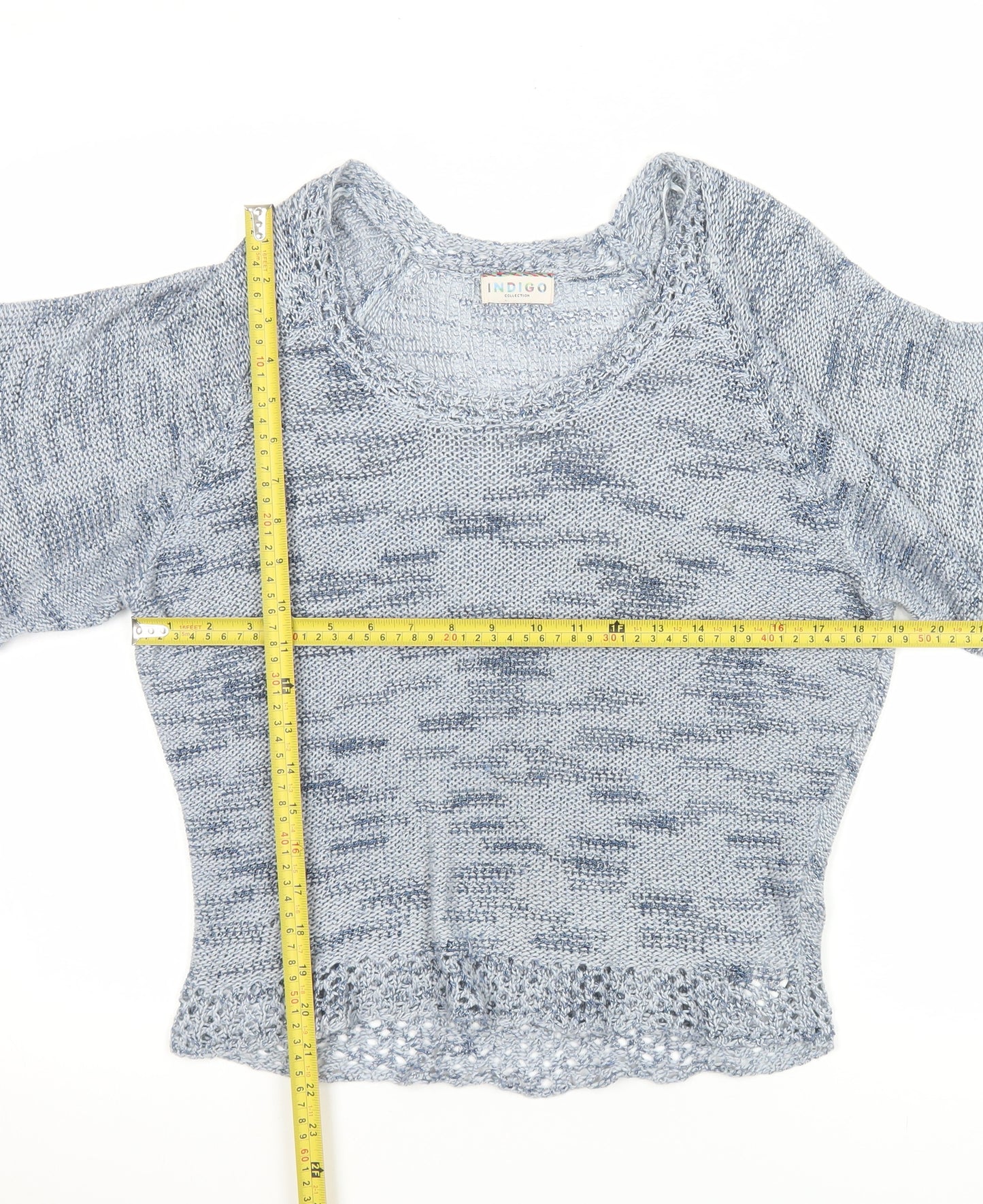 Marks and Spencer Women Blue Size 12 Knit Short Sleeve Pullover Jumper