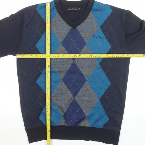 Pierre Cardin Men's Blue Argyle V-Neck Pullover Sweatshirt M