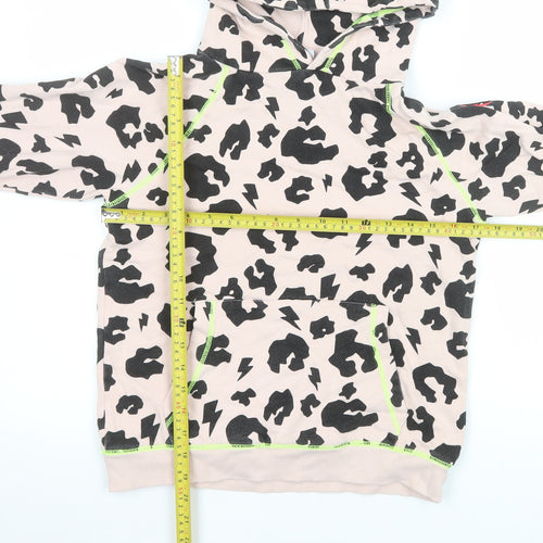 Scamp & Dude Girls Beige Leopard Print Pullover Hoodie 8-9 Years Organic Cotton