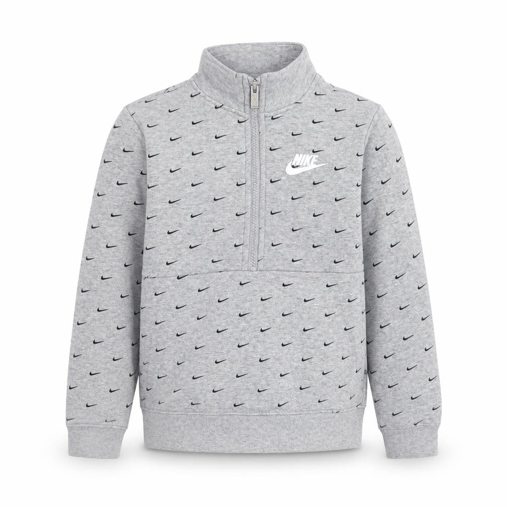 Nike Boys Grey 6-7 Years 1/4 Zip Fleece Sweatshirt with Logo Print