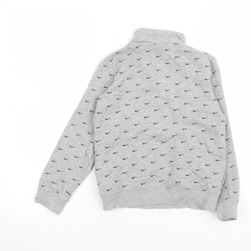 Nike Boys Grey 6-7 Years 1/4 Zip Fleece Sweatshirt with Logo Print