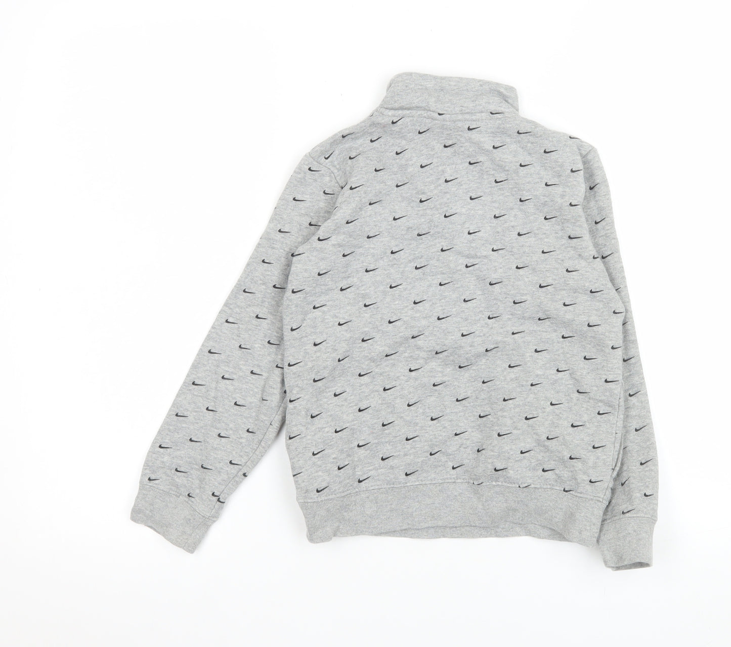 Nike Boys Grey 6-7 Years 1/4 Zip Fleece Sweatshirt with Logo Print