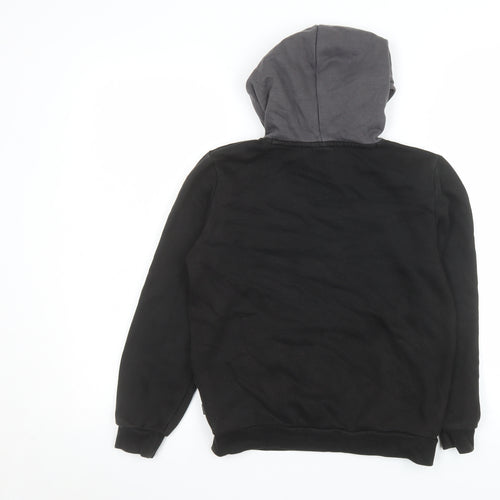 Puma Boys Black Pullover Hoodie 11-12 Years Fleece Logo Sweatshirt