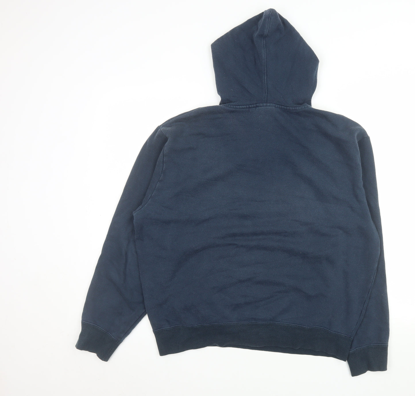 Reebok Men Blue Pullover Hoodie L Fleece Logo Sportswear