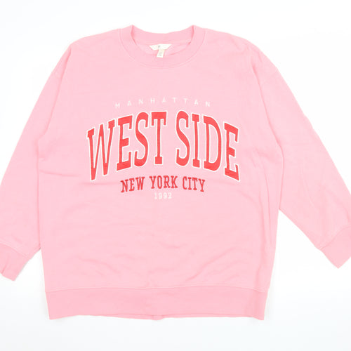 H&M Womens Pink West Side New York City Pullover Sweatshirt Size S