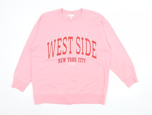 H&M Womens Pink West Side New York City Pullover Sweatshirt Size S