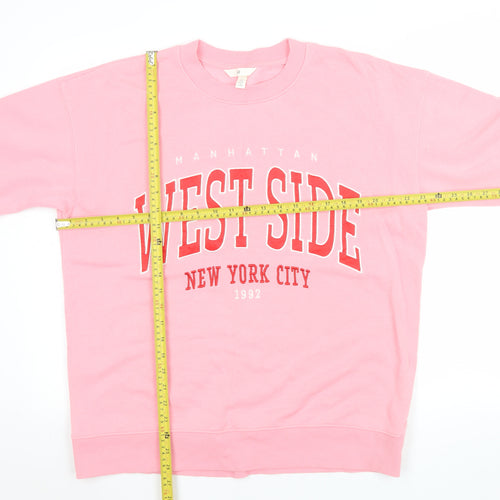 H&M Womens Pink West Side New York City Pullover Sweatshirt Size S