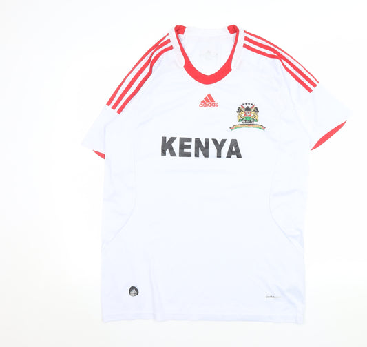 Adidas Mens White Kenya Football Jersey T-Shirt Size L