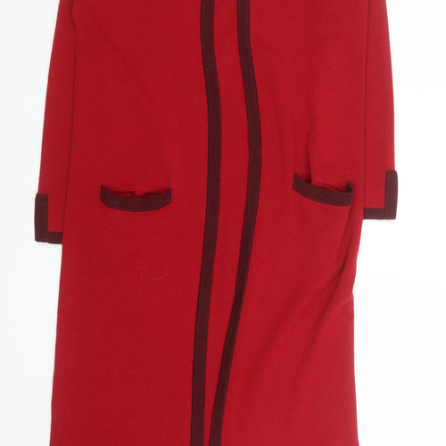 Country Casuals Women Red Wool Long Cardigan Coat S
