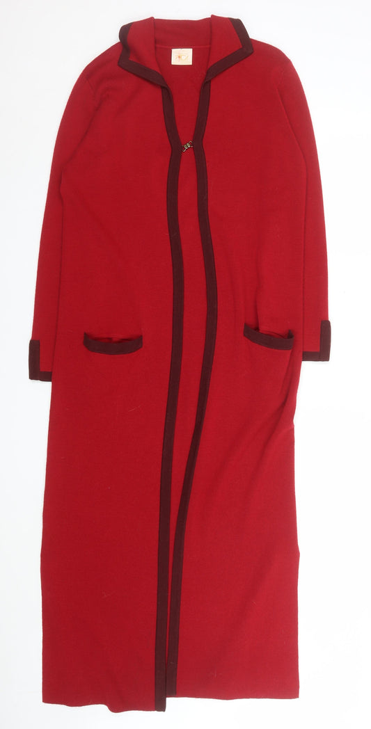 Country Casuals Women Red Wool Long Cardigan Coat S