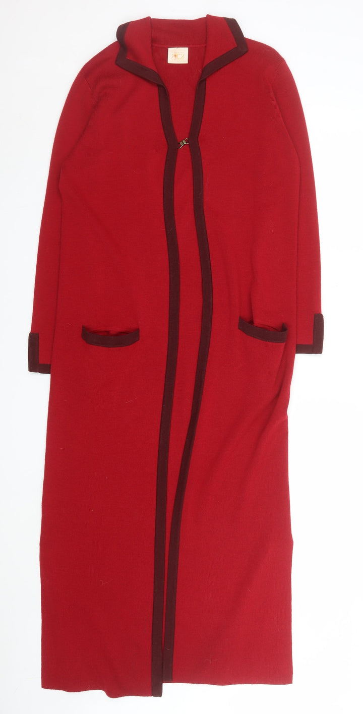 Country Casuals Women Red Wool Long Cardigan Coat S