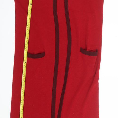 Country Casuals Women Red Wool Long Cardigan Coat S