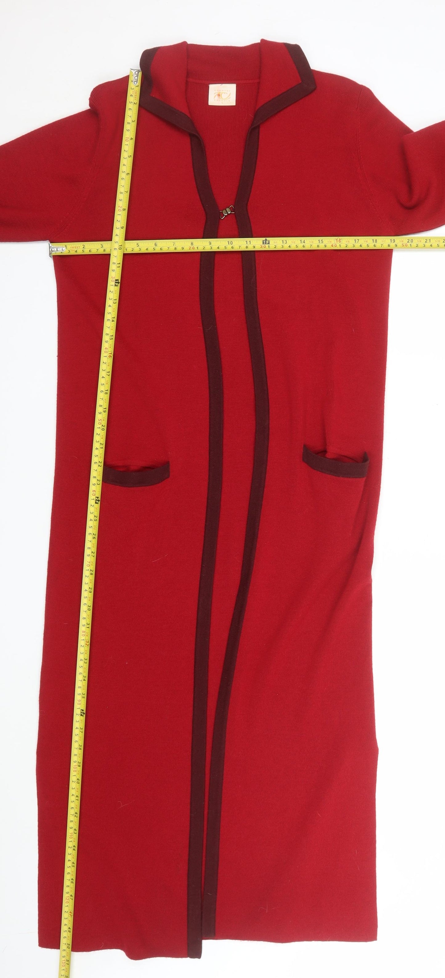 Country Casuals Women Red Wool Long Cardigan Coat S