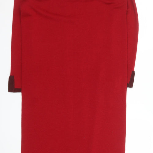 Country Casuals Women Red Wool Long Cardigan Coat S