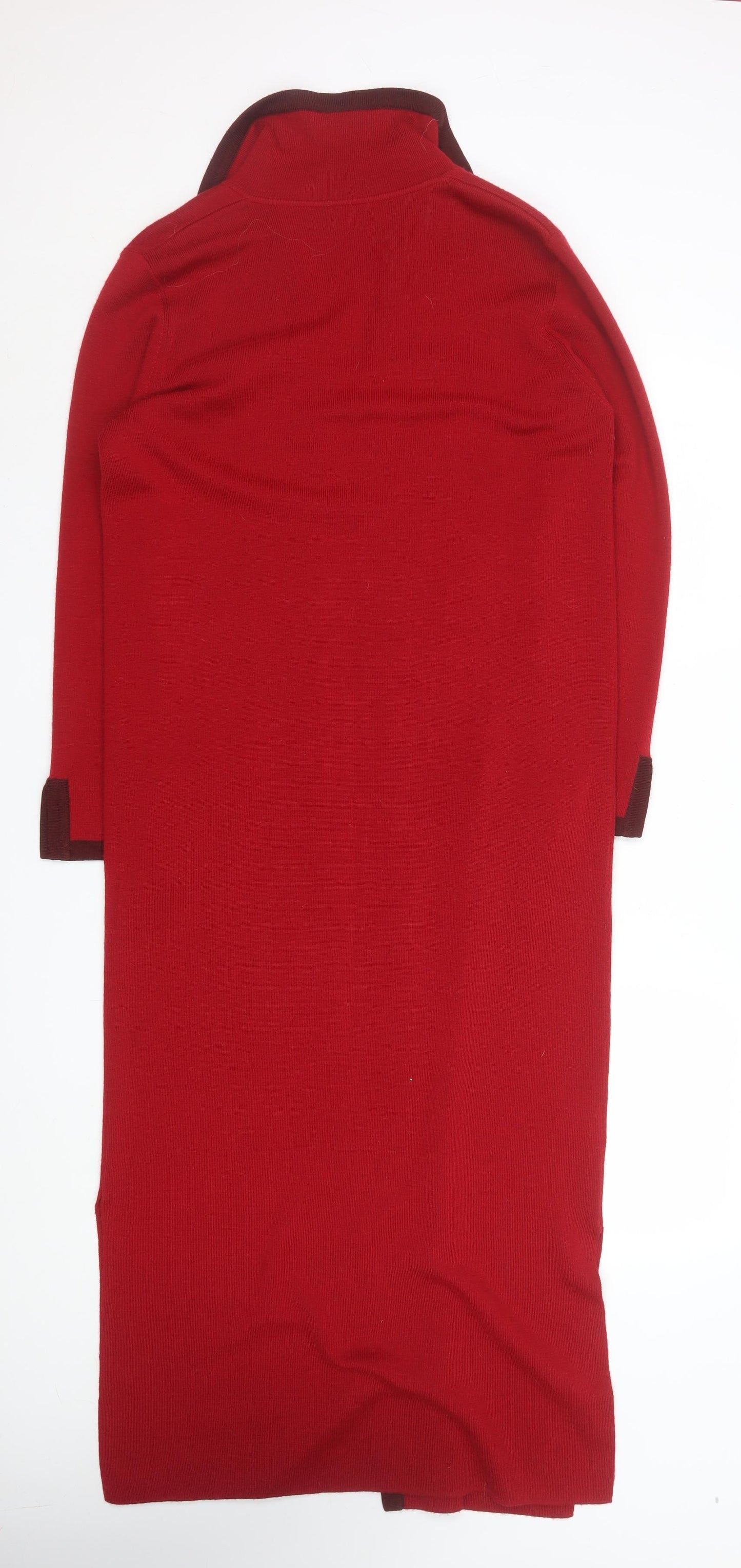 Country Casuals Women Red Wool Long Cardigan Coat S