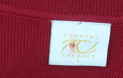 Country Casuals Women Red Wool Long Cardigan Coat S