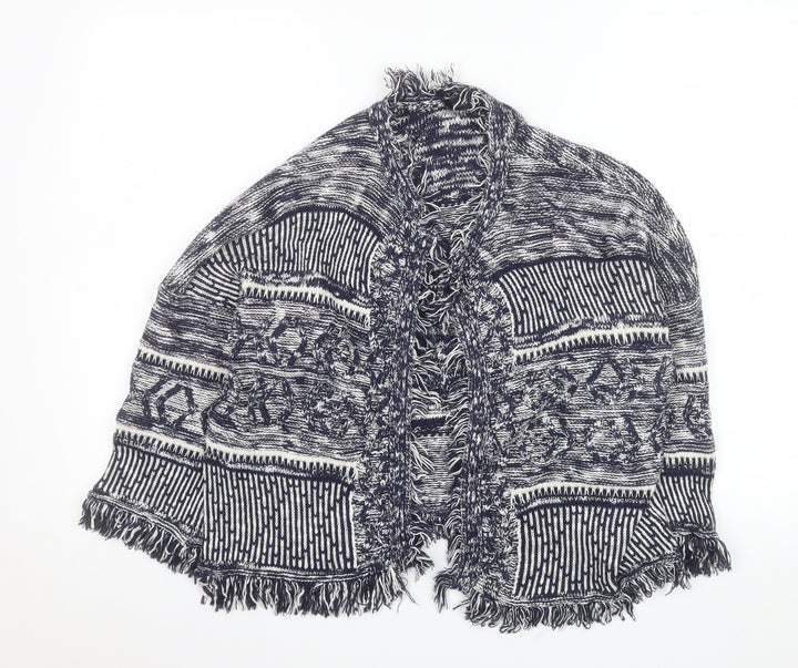 Marks and Spencer Women Blue Knit Fringe Cardigan M