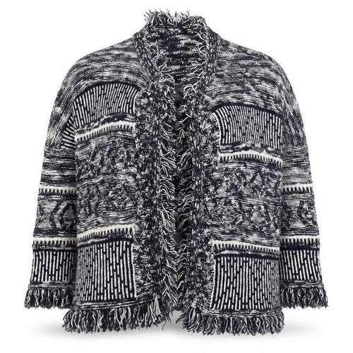 Marks and Spencer Women Blue Knit Fringe Cardigan M