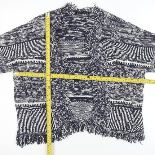 Marks and Spencer Women Blue Knit Fringe Cardigan M