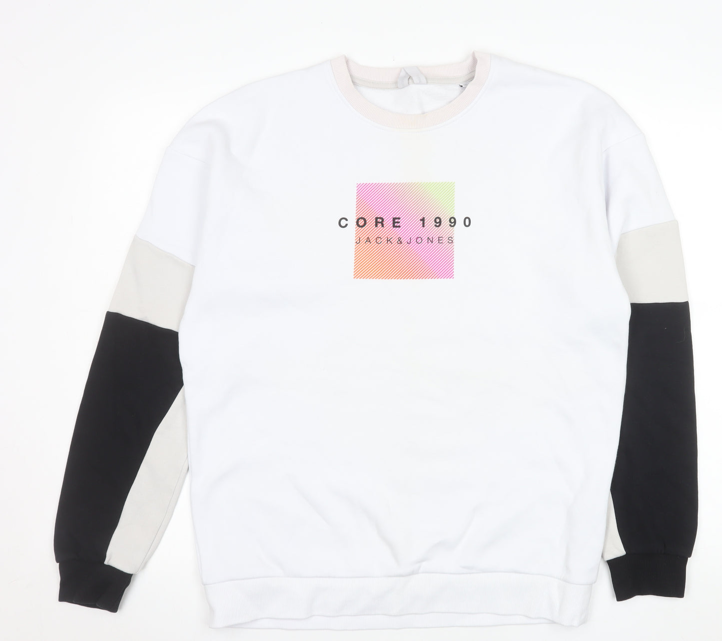 Jack & Jones Men's White Crew Neck Graphic Sweatshirt Size M