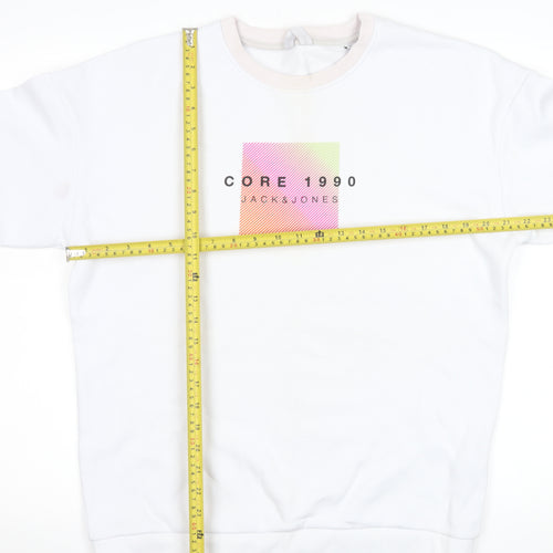 Jack & Jones Men's White Crew Neck Graphic Sweatshirt Size M
