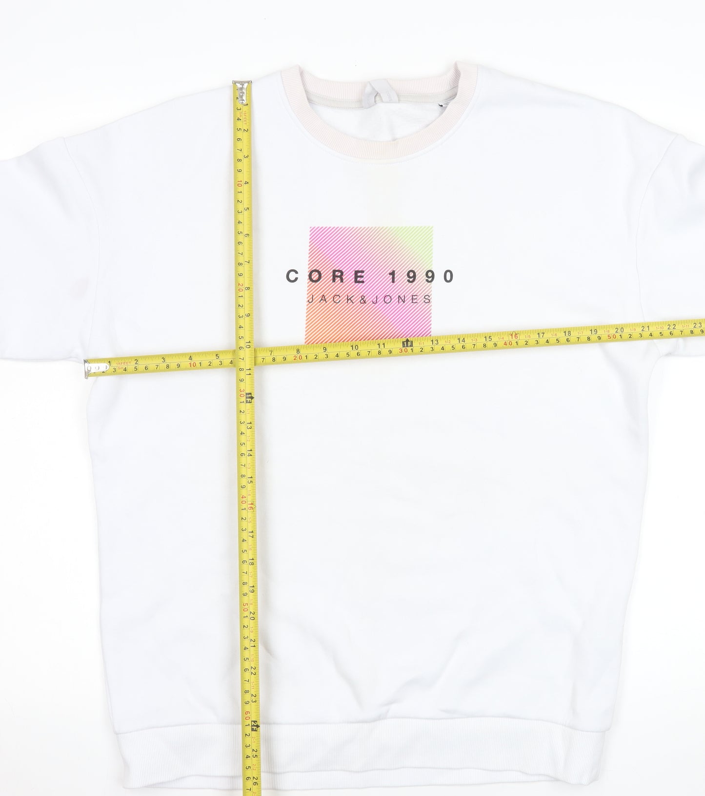 Jack & Jones Men's White Crew Neck Graphic Sweatshirt Size M