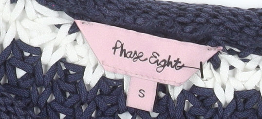 Phase Eight Women's Blue White Striped Open-Knit Jumper Size S