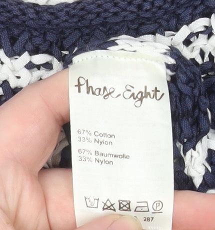 Phase Eight Women's Blue White Striped Open-Knit Jumper Size S